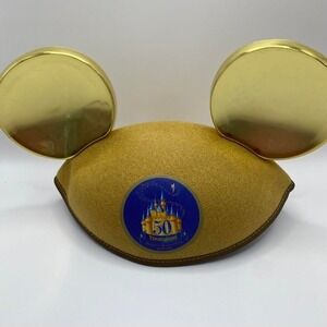 Disneyland 50th Anniversary Gold Mickey Ears Hat July 17th 2005 limited edition